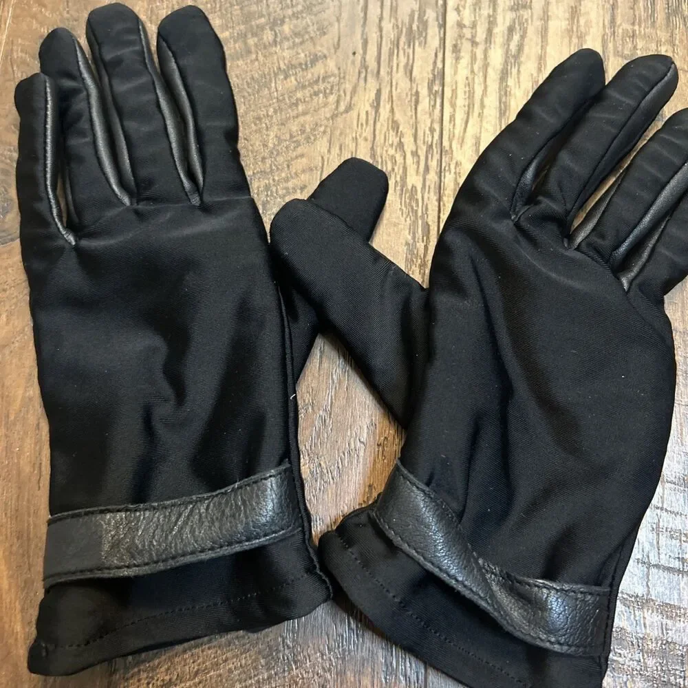 Echo Black Winter Gloves Women’s Medium Leather Trim Fleece Lined